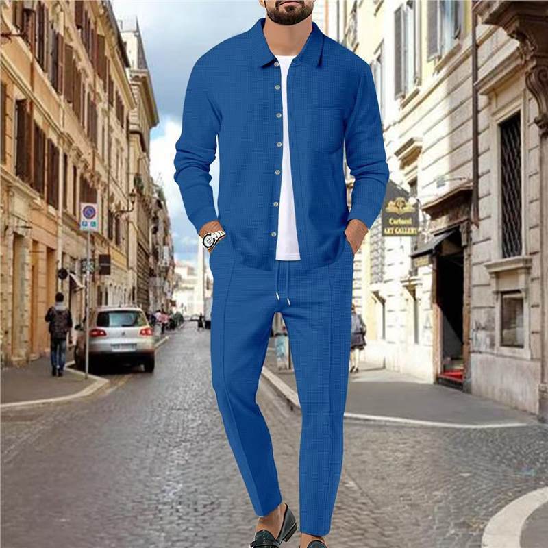Herren Freizeitanzug Mit Struktur Oberteil Elastischer Bund Modern
