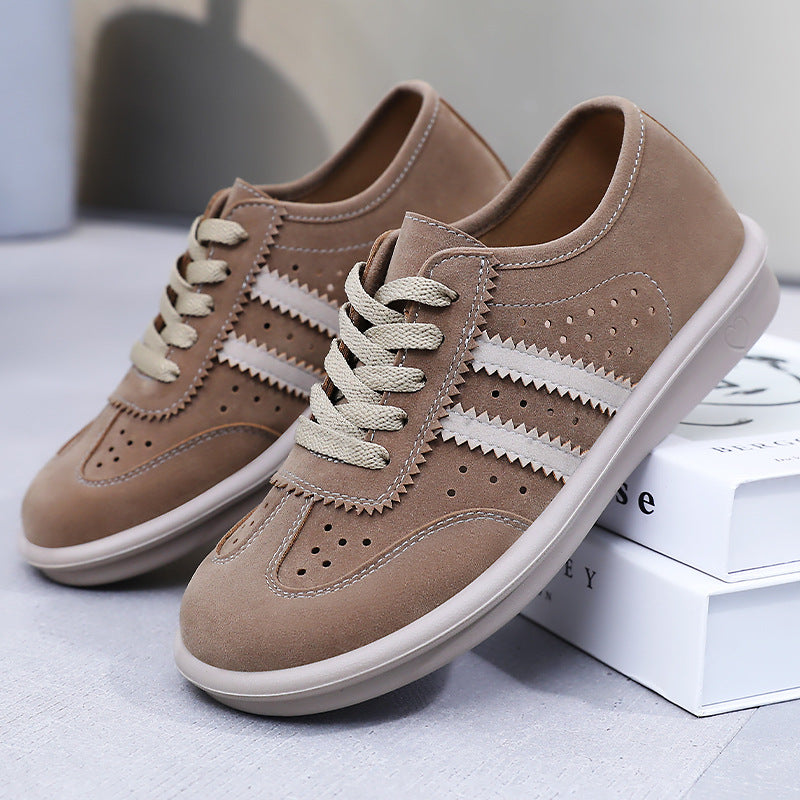 Damen Sneaker atmungsaktiv Veloursleder Komfort Fußbett
