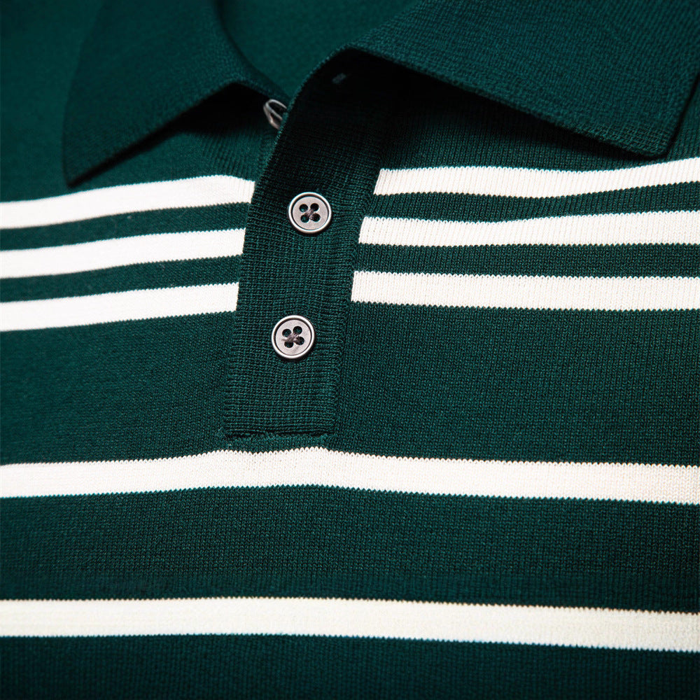 Herren Polo Pullover Streifenmuster Leicht Modern