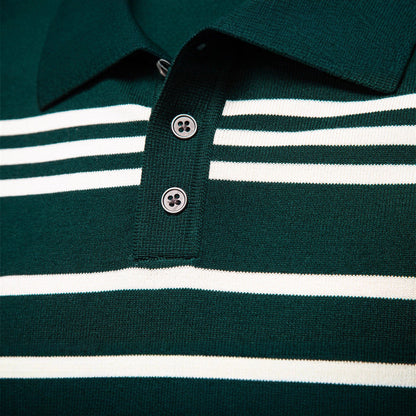 Herren Polo Pullover Streifenmuster Leicht Modern