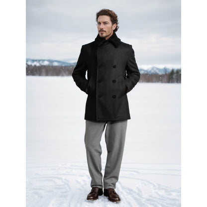 Herren Wintermantel Modern mit Abnehmbarem Fellkragen