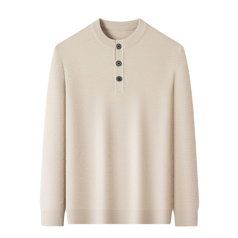 Herren Strickpullover Warm Knopfleiste Winter