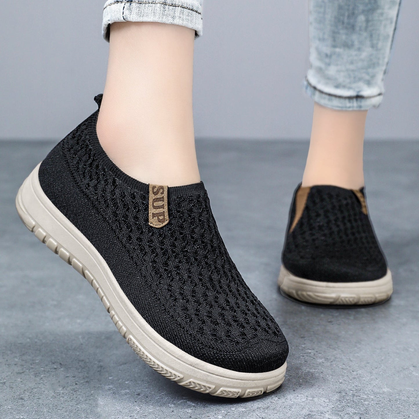 Damen Laufschuhe Atmungsaktiv Slip-On Leicht