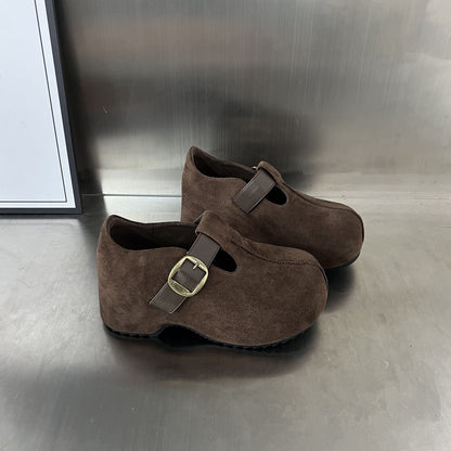 Damen Clogs Komfortabel Wildleder Schnallenverschluss Modern