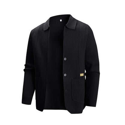 Herren Strickjacke Modern Rippmuster Praktisch