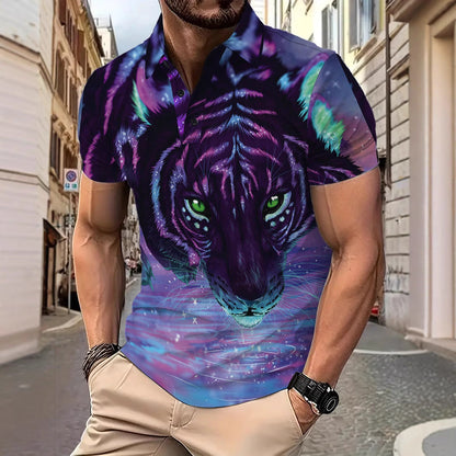 Herren Poloshirt Tiger Motiv Modern Berlin Style - BerlinGlamour