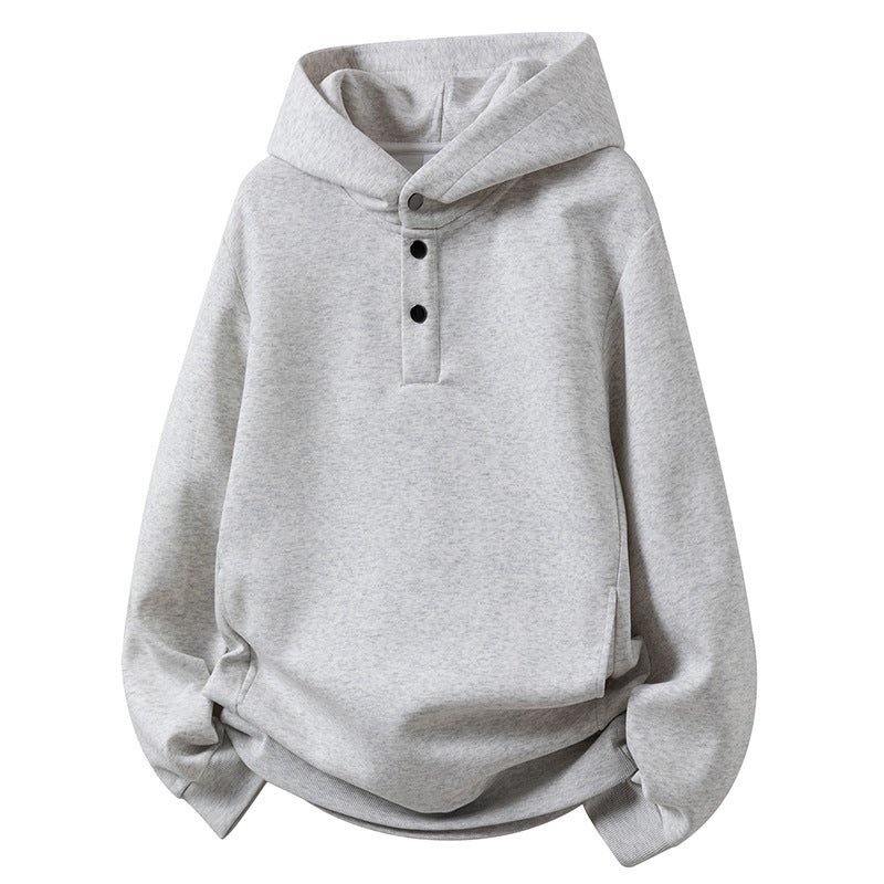 Herren Kapuzenpullover Knopfleiste Kängurutasche Modern Sportlich