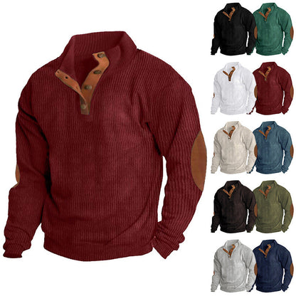 Herren Pullover Strukturiert Lederapplikationen Modern