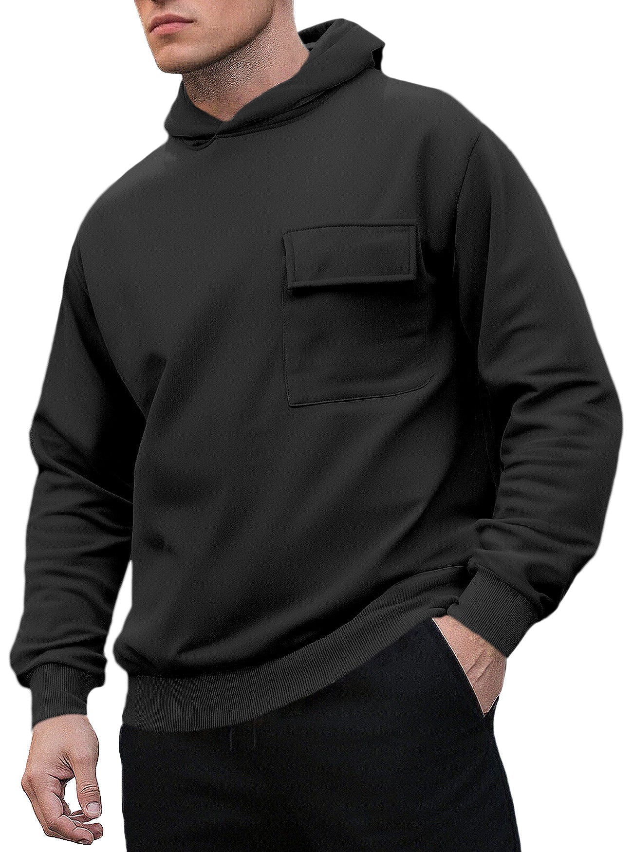 Herren Kapuzenpullover Bequem mit Brusttasche Modern