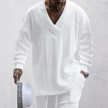 Herren Strickpullover V-Ausschnitt Strukturiert Modern