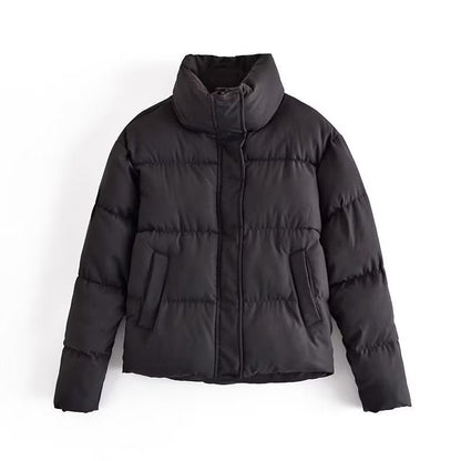 Damen Winterjacke Steppjacke Hochkragen Mit Taschen