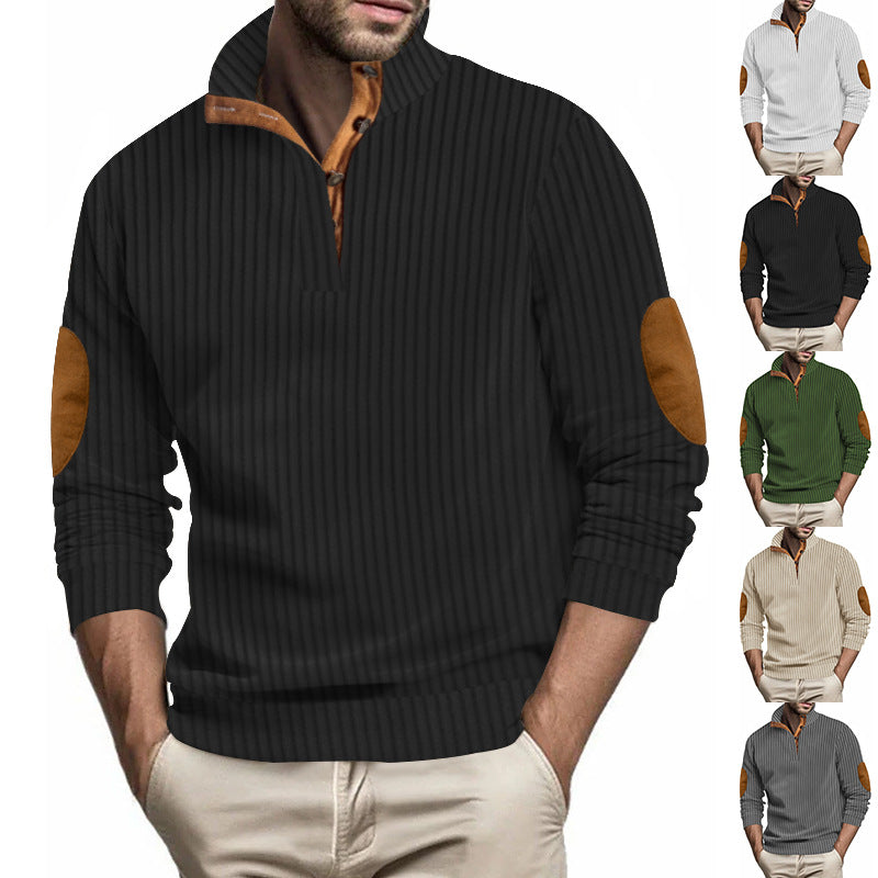 Herren Pullover Modern Leder Details Schwarzwald Style - BerlinGlamour