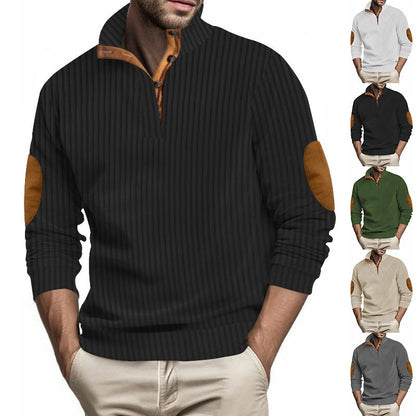 Herren Pullover Modern Leder Details Schwarzwald Style - BerlinGlamour