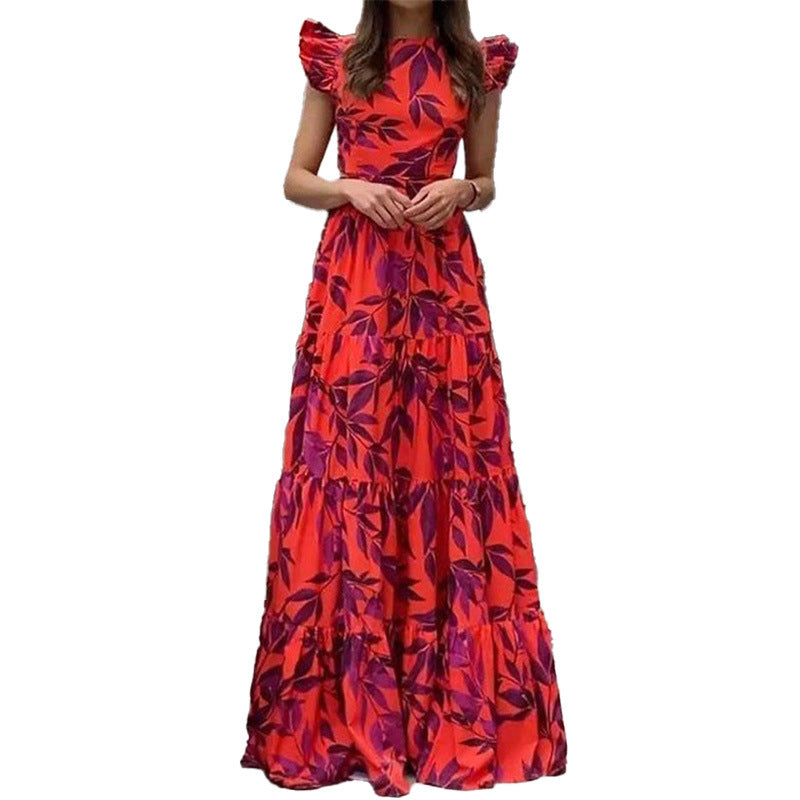 Boho Maxikleid Damen Voluminöse Ärmel Lang