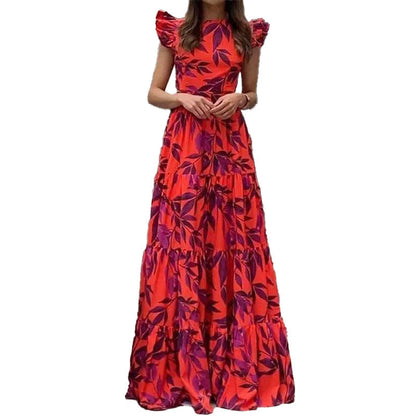 Boho Maxikleid Damen Voluminöse Ärmel Lang