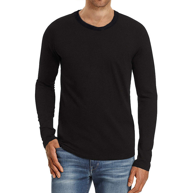 Herren Basic T-Shirt Langarm Weiß Einfach - BerlinGlamour