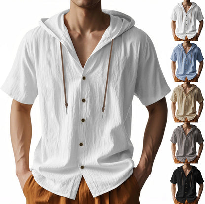 Herren Kapuzenshirt Lässig Leicht Mit Knopfleiste - BerlinGlamour