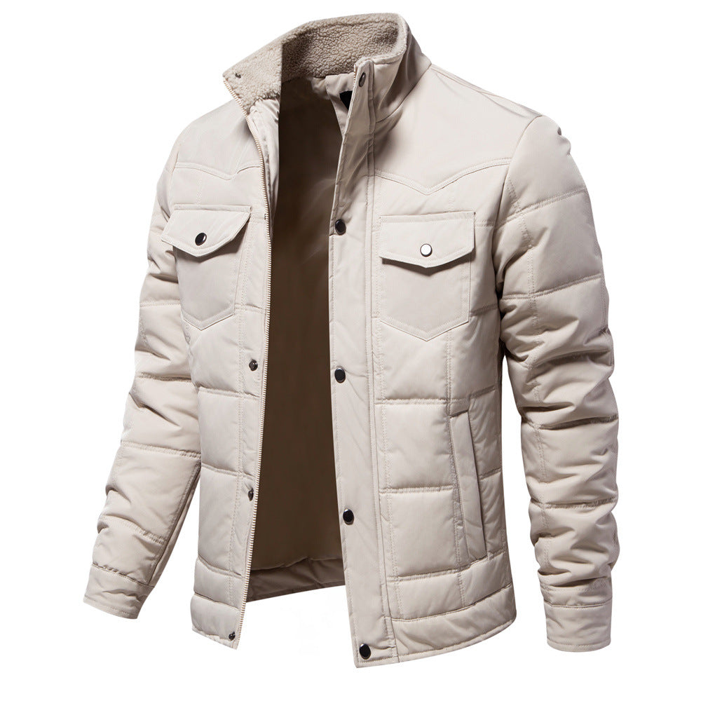 Herren Winterjacke Warm Gefüttert mit Taschen Schwarz