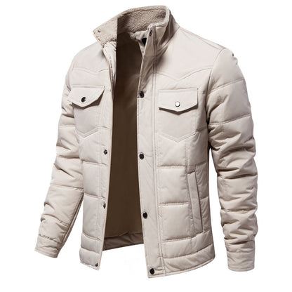 Herren Winterjacke Warm Gefüttert mit Taschen Schwarz