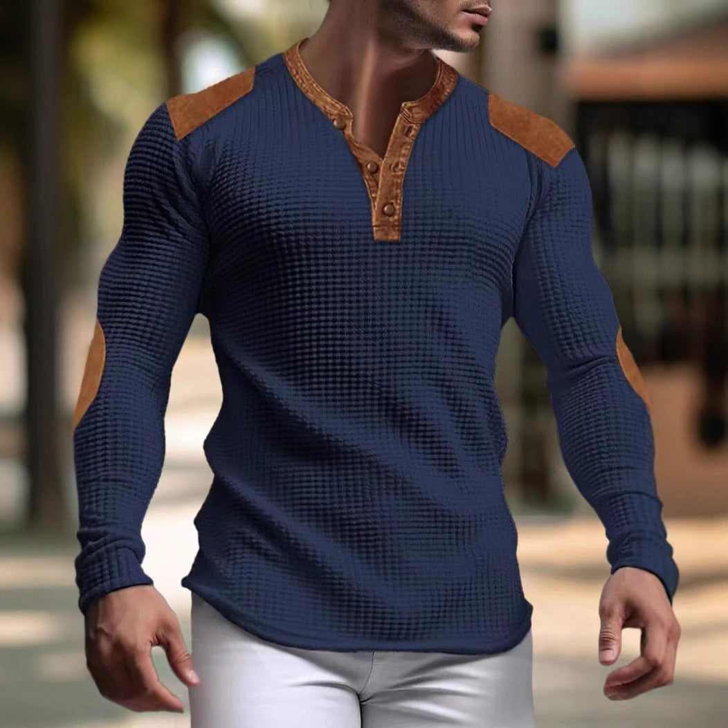 Herren Langarmshirt Modern mit Kontraststreifen und Strukturoptik - BerlinGlamour