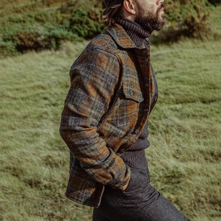 Herren Flanelljacke Gemustert mit Taschen Warm