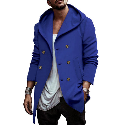 Herren Kapuzenmantel Modern mit Doppelknopfleiste und Hochwertigem Design