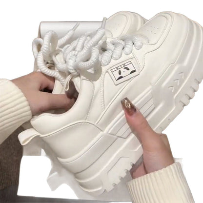 Damen Sneaker Hoch modisch mit dicker Sohle und elastischen Schnürsenkeln