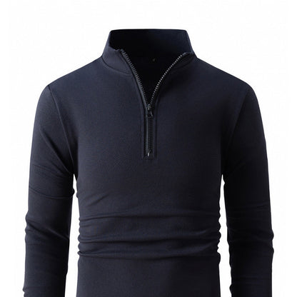 Herren Langarmshirt Sportlich Halb Reißverschluss Fitness