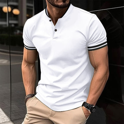 Herren Poloshirt Modern mit Henley Kragen Sportlich
