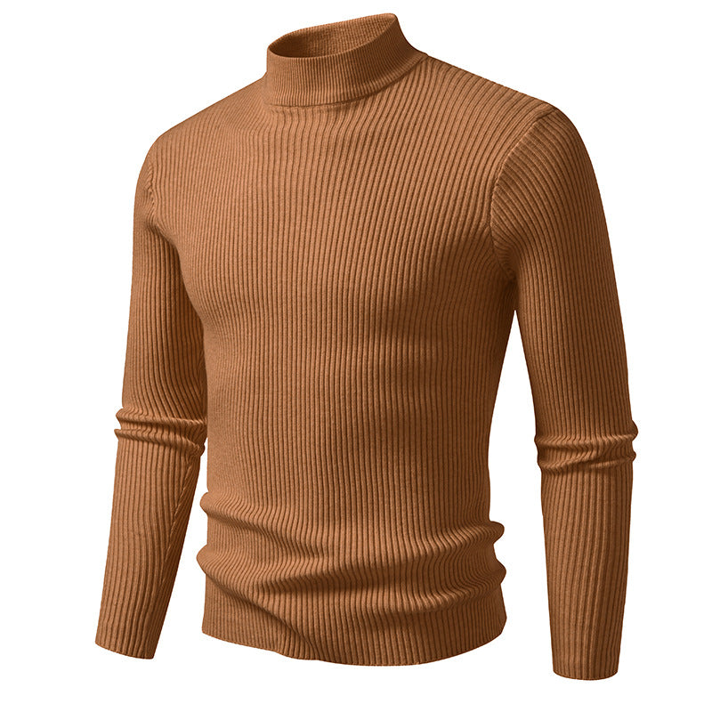 Herren Rollkragenpullover Strick Material Modern Schwarz