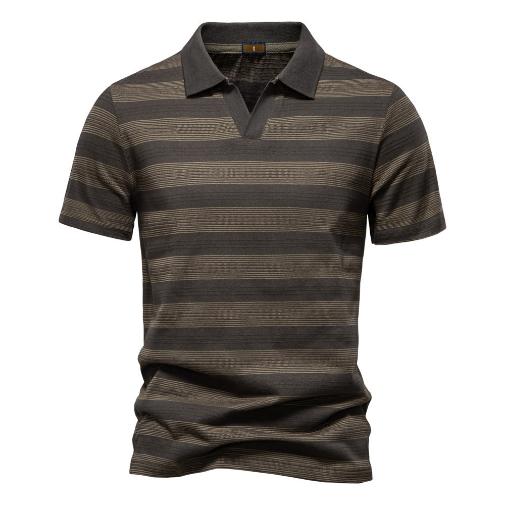 Herren Polo-Shirt Modern V-Ausschnitt Streifenmuster