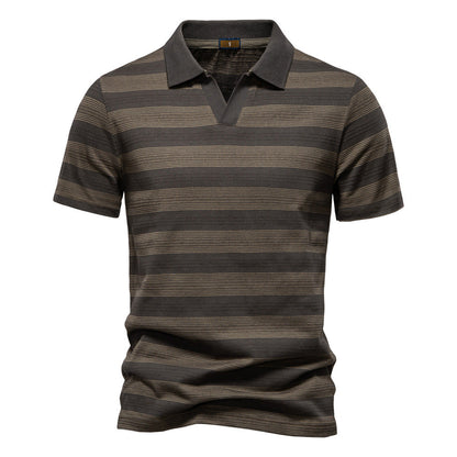 Herren Polo-Shirt Modern V-Ausschnitt Streifenmuster