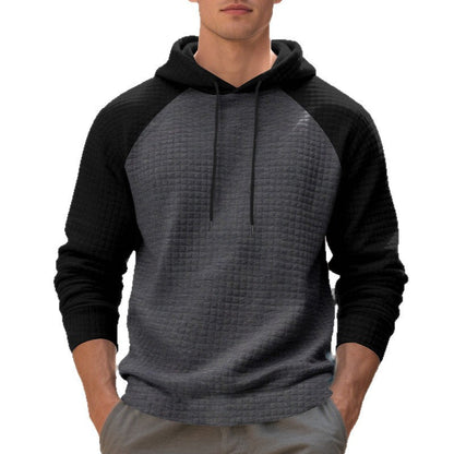 Herren Kapuzenpullover Struktur Optik Farbblock
