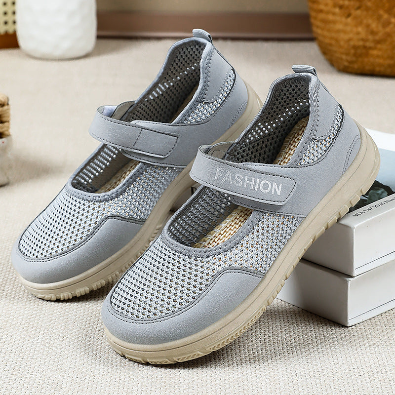 Damen Sneaker Leicht Luftig Klettverschluss Sportlich