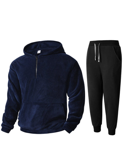 Herren Fleece Hoodie Jogginghose Set Weich Warm