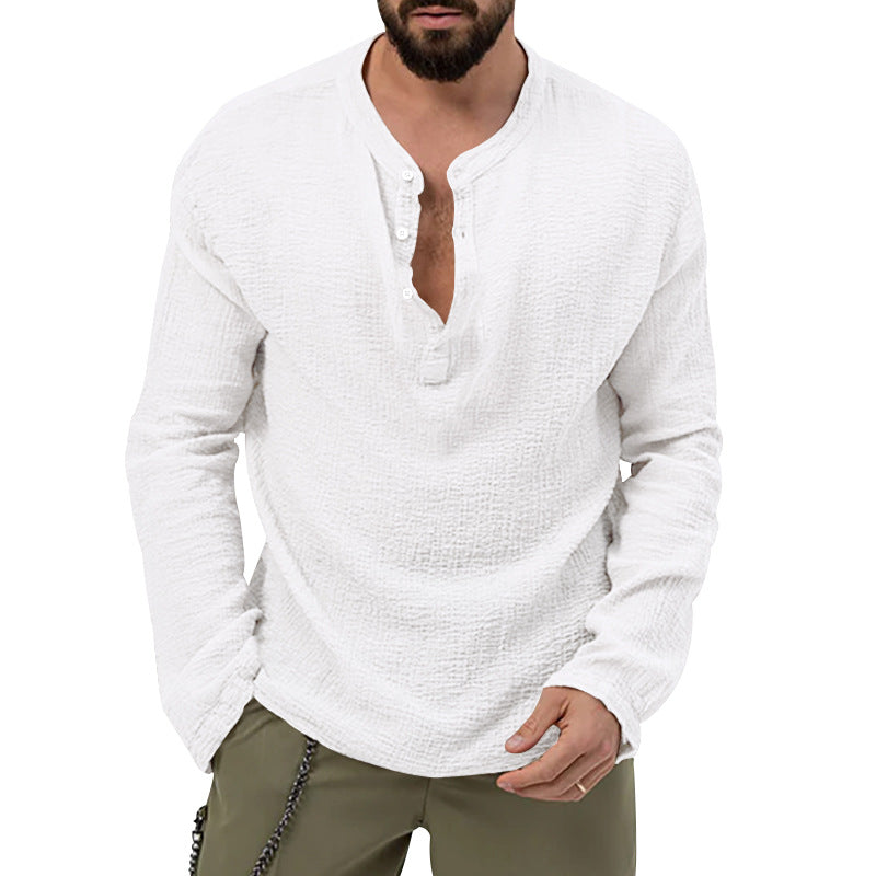 Herren Langarmhemd Casual Strukturiert Knöpfe Modern
