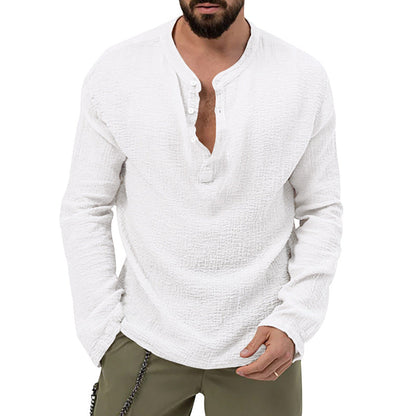 Herren Langarmhemd Casual Strukturiert Knöpfe Modern