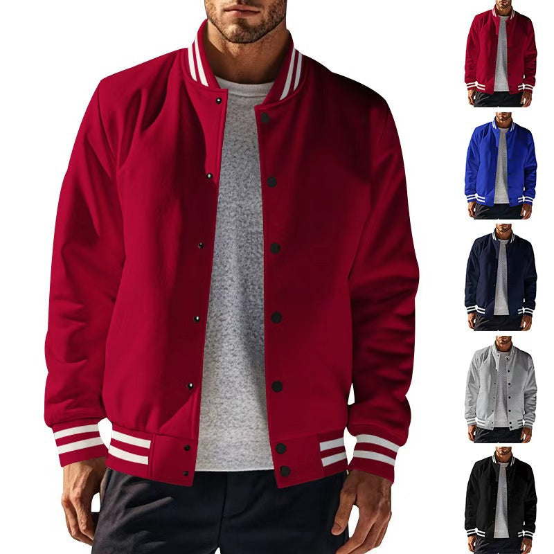 Herren Sportjacke College Style Druckknopf Verschluss