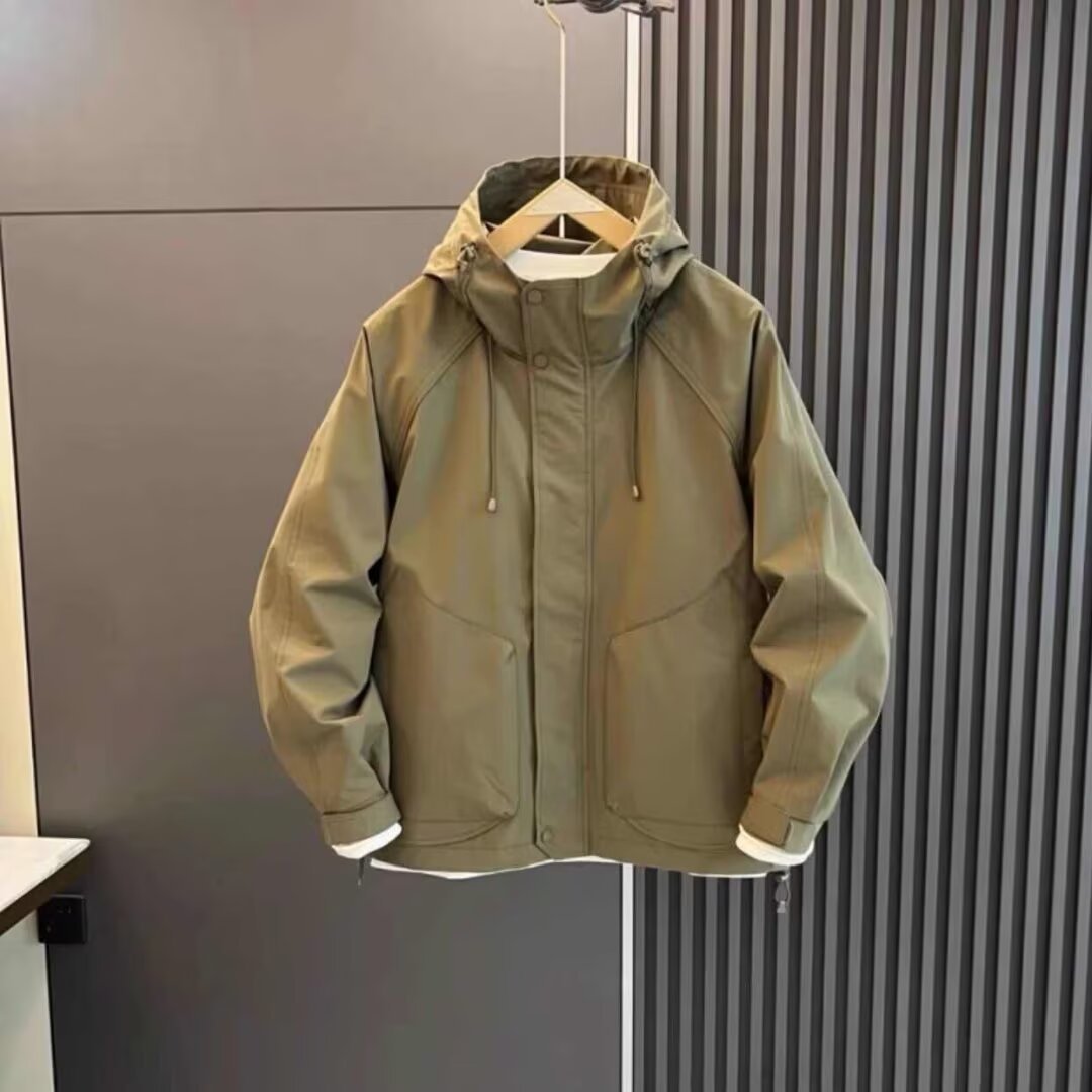 Herren Wetterjacke Verstellbare Kapuze Wasserdicht Outdoor