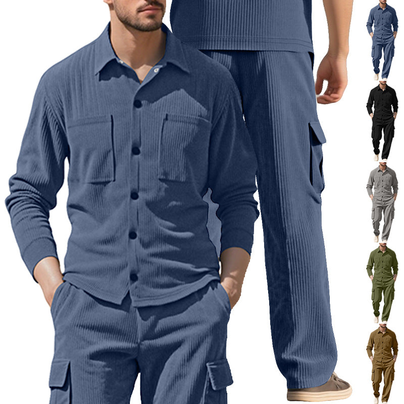 Herren Cargo-Set Strukturiert Jacke Hose Outdoor - BerlinGlamour