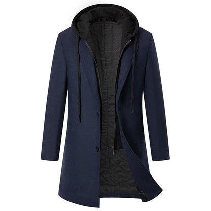 Herren Manteljacke Modern mit Abnehmbarer Kapuze Gesteppt