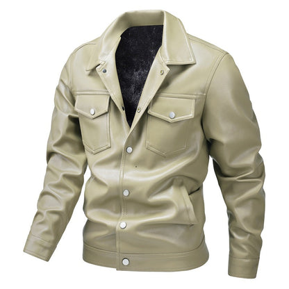 Herren Lederjacke Modern mit Taschen und schmalen Schnitt