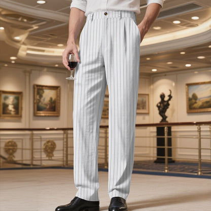 Herren Anzughose Slim Fit schmale Streifen Elegant