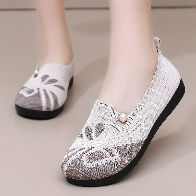 Damen Ballerinas Elegant mit Blumenmuster Komfort