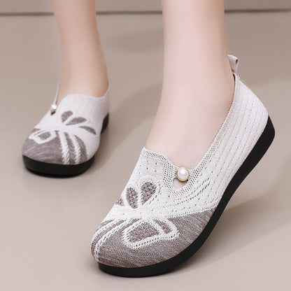 Damen Ballerinas Elegant mit Blumenmuster Komfort