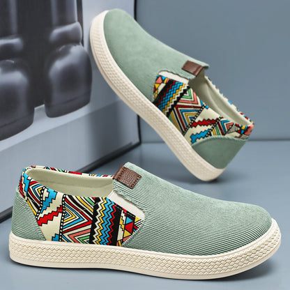 Damen Slip-On Schuhe Bequem Bunt Ethno Muster