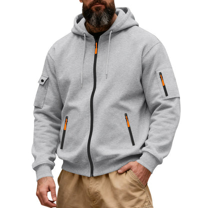 Herren Kapuzenjacke Praktisch mit Reißverschluss-Taschen Funktionell