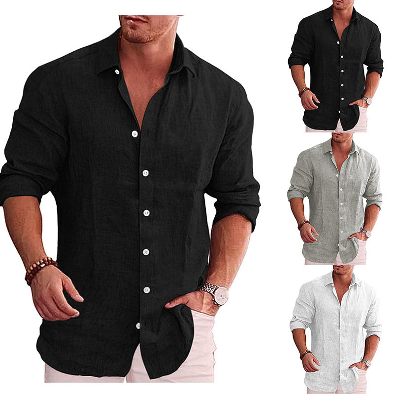 Herren Leinenhemd Leicht Baumwolle Sommer