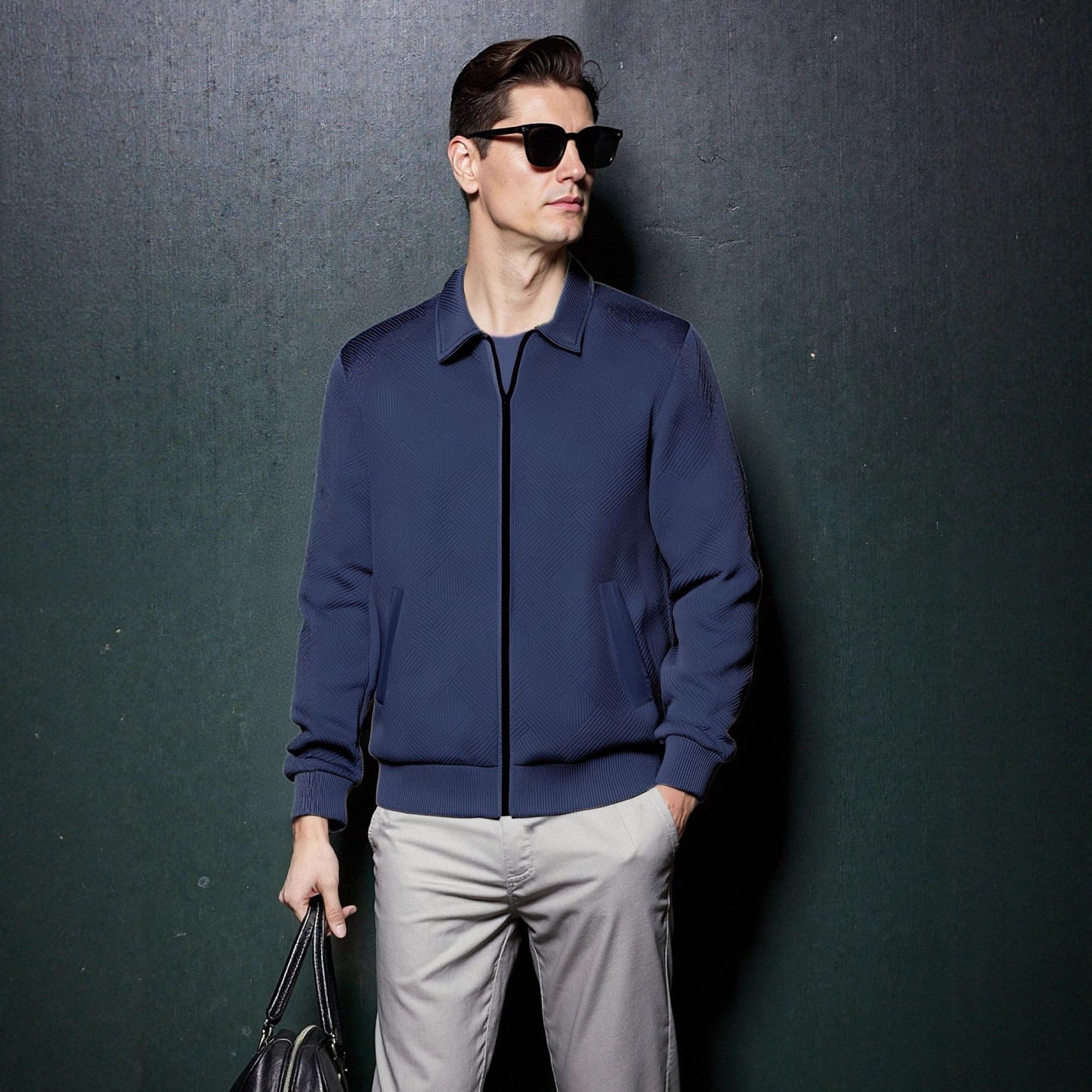 Herren Sportjacke Modern mit Strukturiertem Design