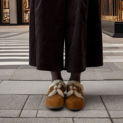 Damen Pantoffeln Flauschig Warm mit Riemendesign